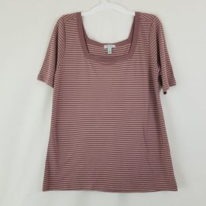 Susina Square Neck Striped T-Shirt